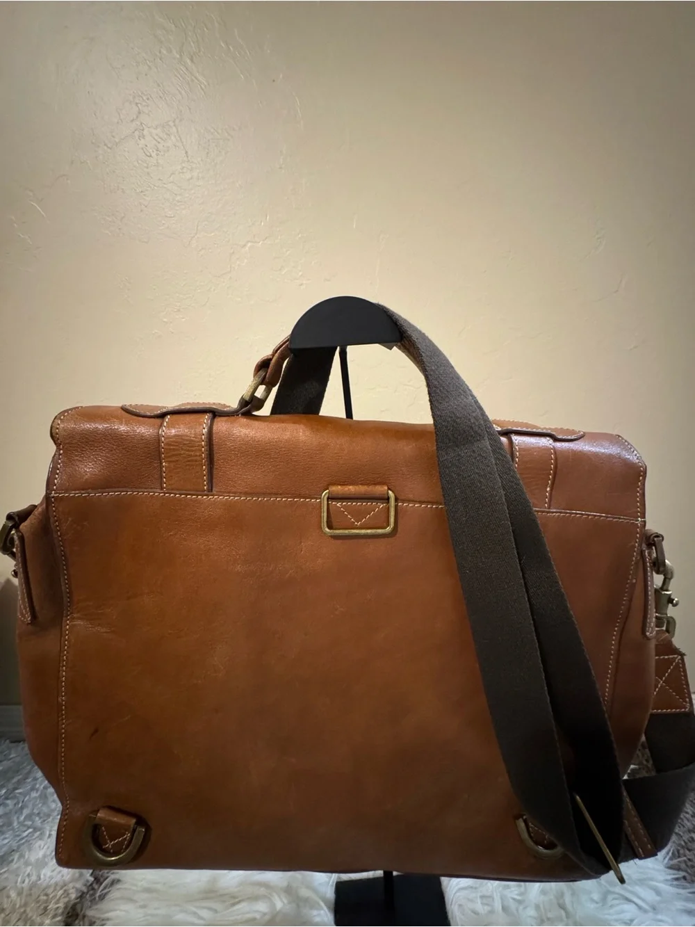 Classic Brown Leather Briefcase Messenger Bag